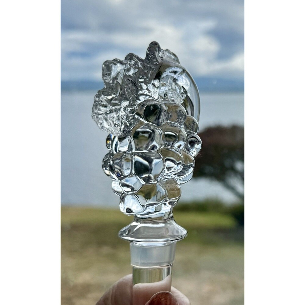 MIKASA Glass Grapes Leaves Wine Bottle Stopper Austrian Lead Crystal Stunning!
